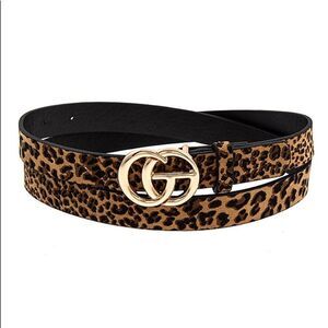 Leopard Belt Women Animal Print Gold Blogger Classic Casual Boho Accessory NEW
